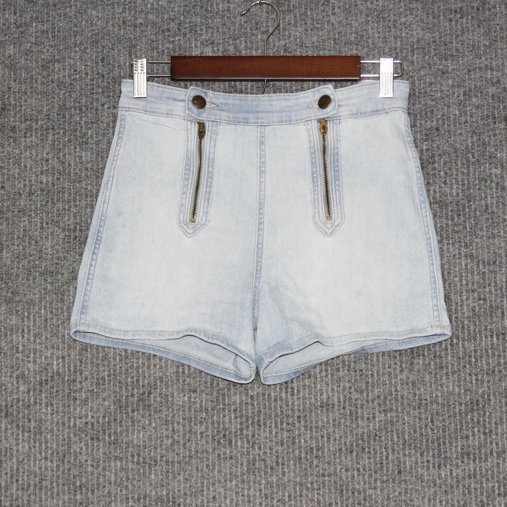 Lee High Waisted Denim Shorts Womens Size Medium Light Wash Zip Front